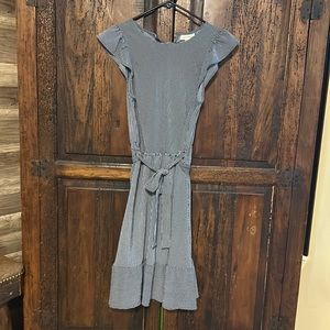 Blue and white striped dress